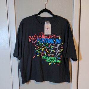 VTG Vintage US Olympics Festival 1990 Short Sleeve Shirt, Front Back Graphic